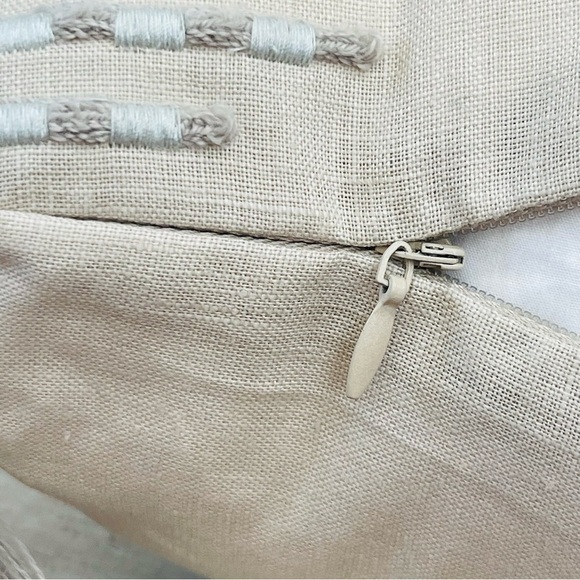 LEMIEUX ET CIE Le Buci Stitch Tasseled Linen Throw Pillow Natural Down Filled - Picture 10 of 16